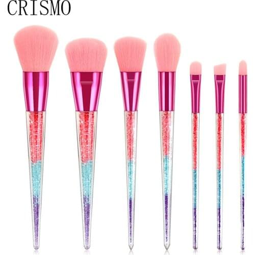 CRISMO 7Pcs Crystal Makeup Brushes Set Powder Foundation Eye Shadow Eyebrow Professional Blush Cosmetic Makeup Brush Tools