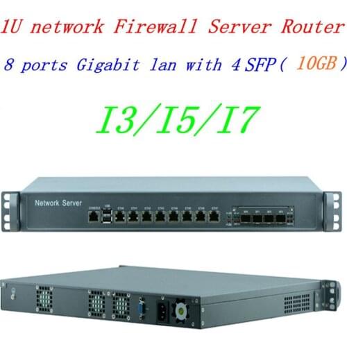 8 ports Gigabit lan with 4*10GB SFP Intel Core i7 4770 1U Firewall Network pfsense firewall router Mikrotik PFSense ROS