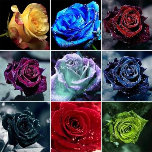 HUACAN 5D DIY Diamond Painting Flower Rose Mosaic Diamond Full Square Round Rhinestone Picture Home Decoration