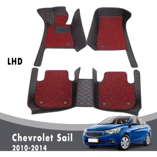 Car Floor Mats For Chevrolet Sail 2014 2013 2012 2011 2010 Carpets Double Layer Wire Loop Interior Accessories Styling Parts