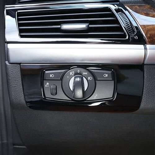Car Styling Headlight Switch Frame Decoration Cover Trim For BMW X5 E70 X6 E71 2008-2014 LHD Interior Automotive Accessories