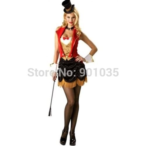 FREE SHIPPING LADIES CIRCUS RINGMASTER LION TAMER OUTFIT FANCY DRESS COSTUME S,M,L,XL,2XL