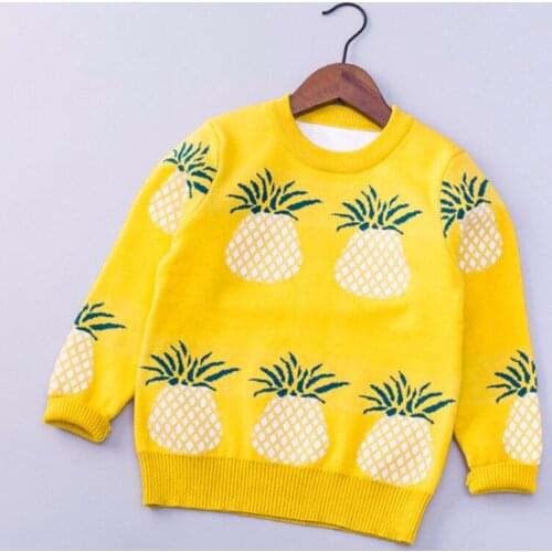 BINIDUCKLING Spring Winter Sweaters For Kids Boys Girls Pineapple Cute Warm Knitting Sweaters For Kids Children Clothes