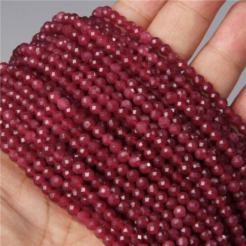 Natural Red Jades Faceted Jaspers Stone Beads Loose Spacer Beads For Jewelry Making Bracelet Necklace Women Beadwork Wholesale