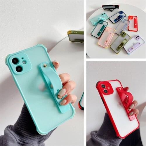 Wrist Strap Candy Color Phone Case For Samsung Galaxy A21S A31 A51 A71 A01 A10 A20 A30 A50 A70 S Shockproof Transparent Cover