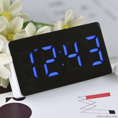 Digital Alarm Clock Flat LED Screen Alarm Clocks for Kids Bedroom Temperature Snooze Function Desk Table Clock Home Decor