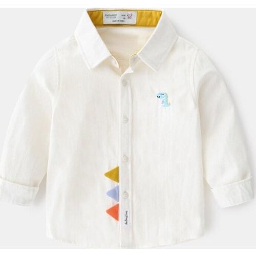 Lapel Childrens Shirt Without Hood Casual Cute Cartoon Pattern Animal Western Style Summer Breathable Boy Outer Clothes