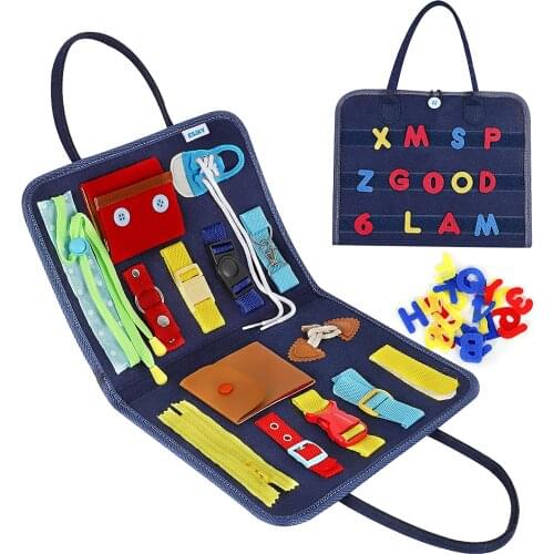 Toddler Busy Board Preschool Montessori Toys for Develop Basic Skills 14 in 1 Educational Sensory Board Parent-Kids Activity Toy