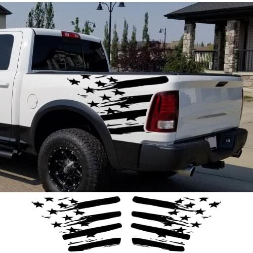 For Dodge RAM Pickup Rear Trunk Bed Side Stickers Truck Graphics American Flag Decor Cover Vinyl Decals Auto Tuning Accessories