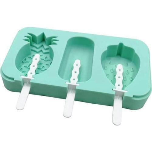 3-Grids Ice Cream Mold Ice Pop Maker Silicone Popsicle Mold Ice Cream Mold With Lid & Stick Homemade DIY Ice Cream Tool For Kids