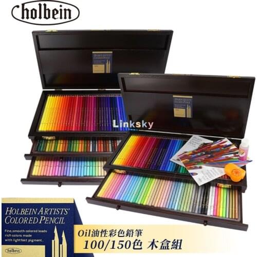 Holbein Artist Oil-Based Colored Pencils OP941 100 Color Set ,OP946 150 color set,With Wooden Box - Lapis De Colorir