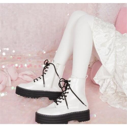 Lolita Pantyhose 1800D Thick Sweet Lolita Stocking in White and Black