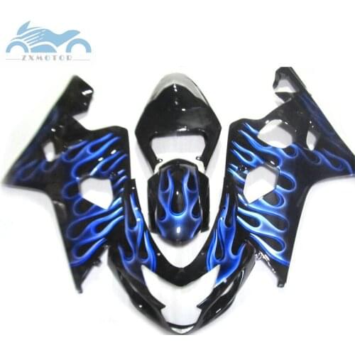 Free Custom Fairing set for SUZUKI GSXR600 750 2004 2005 motorcycle fairings kit 04 05 GSXR 750 GSXR 600 K4 blue flames bodywork