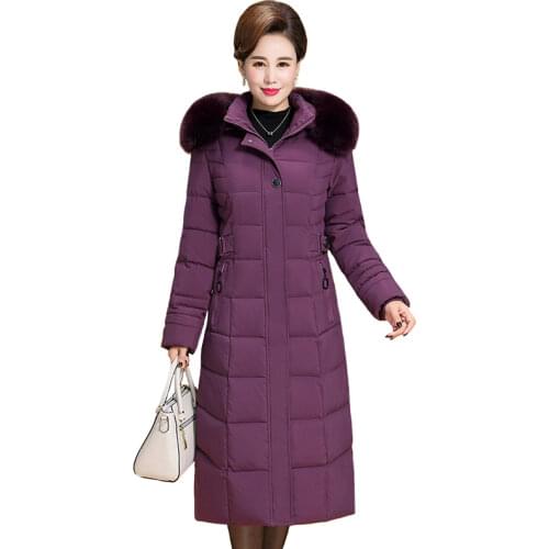 2020 New Plus Size 6XL Winter Jacket Women Hooded Fur Collar X-long Thicken Middle-aged Womens Winter Coats Cotton Long Parkas