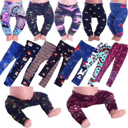 Leggings For 18 Inch American Doll 43 Cm New Born Baby items Doll Clothes Accessories Variety Of Patterns Stars/Love,Kids Gifts