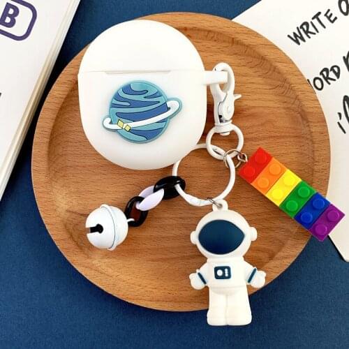 Cute Astronaut Keychain Cases for OnePlus Buds TWS Case Cartoon Planet Earphone Cover for OnePlus Buds hearphone case