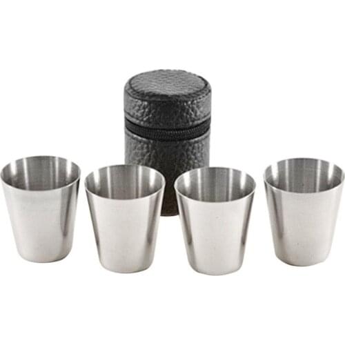 80% HOT SALE 4Pcs Mini 70ml Drink Liquor Stainless Steel Cups with Holder Travel Barware Kitchen Tools & Gadgets