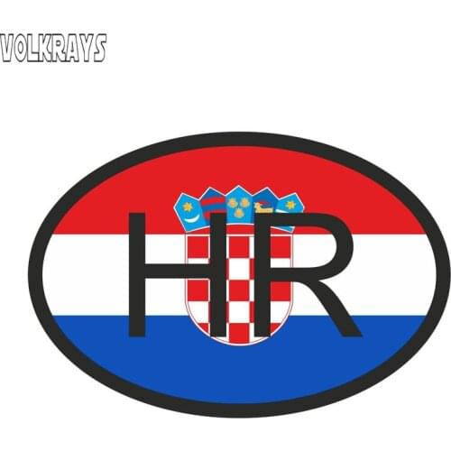 Volkrays Fashion Car Sticker Croatia HR Flag Country Code Accessories Waterproof Cover Scratches Sunscreen Vinyl Decal,8cm*12cm