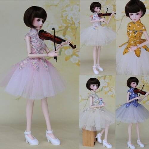 Fashion Doll Dress Costume Elegant Lady Wedding Dress for 1/4 BJD Doll Improved Cheongsam Clothes Suit for 45cm Doll Dresses
