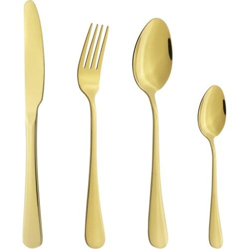 Stainless Steel Set Dinnerware Gold Knife Fork Spoon Silverware Set Cutlery Set Flatware Outdoor Office Kitchen Home Tableware
