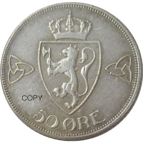 Norway 1918 50 Øre - Haakon VII Silver Plated Coin Copy Coins