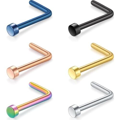 Nose Rings Studs 18G 20G 316L Stainless Steel Nose Ring Studs Bone Nose Studs for Body Piercing Jewelry