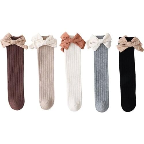 2021 Spring And Autumn New Girls' Socks Ins Wind Bow Childrens Middle Tube Socks Cotton Socks Korean Version