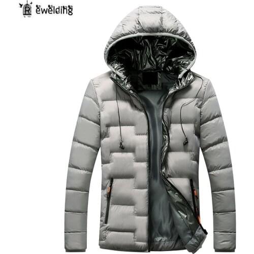New Male Parka Winter Men Portable Headset Hooded Parkas Jacket Coat Mens Personality Solid Color Parkas