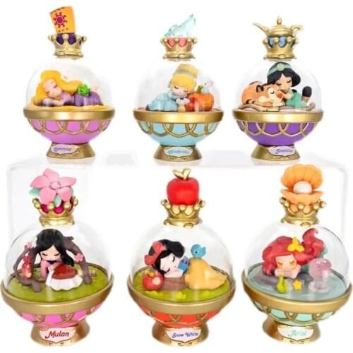 Original Disney Princess Series Sleep Crystal Ball Figure Toys Cute Gift Decoration Character Collectible Toys