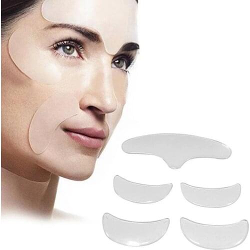 5pcs Face Forehead Neck Eye Anti Wrinkle Aging Care Sticker Pad Patch Reusable Anti Wrinkle Silicone Patches Skin Lifting Tool