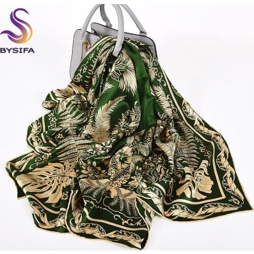 Ladies Army Green Silk Scarf Fashion Brand Female 100% Natural Silk Square Scarves Wraps 106*106cm Autumn Women Neck Scarf Hijab