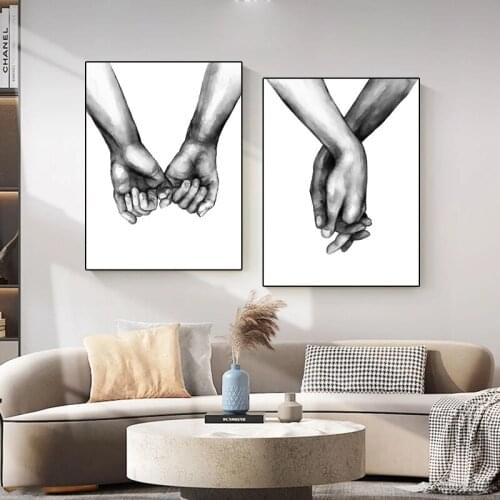 Nordic Black White Retro Canvas Painting Modern Living Room Wall Art Posters Prints Romantic Couple Bedroom Home Decoration