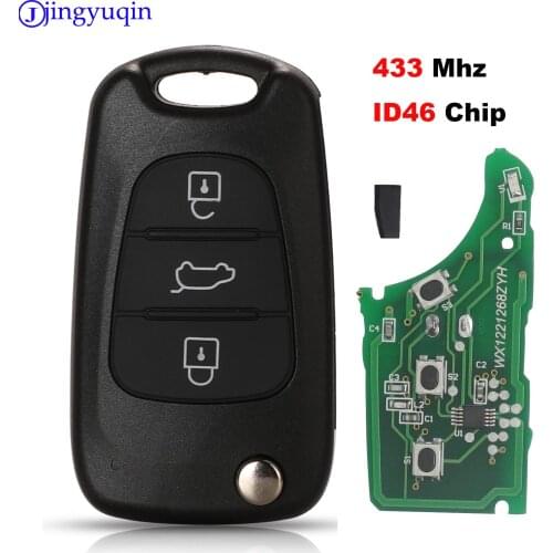 Jingyuqin For Hyundai I20 I30 IX35 Avante fit Kia K2 K5 Sportage 433Mhz ID46 Chip 3 Buttons Flip Folding Car Remote Key Fob