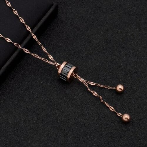 SN2 925 Sterling Silver Mosaic Zircon Black White Interlock Double Circle Necklaces For Women Chain choker collier