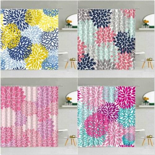 Colorful Flowers Shower Curtain Hand-Painted Floral Pattern Polyester Fabric Bathroom Supplies Hanging Curtains Decor 3D Printed