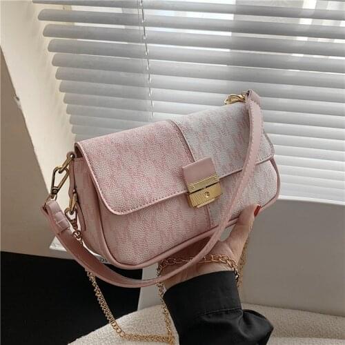 Hot Offers Letters Print Chain Crossbdy Bags For Women Designer Brand Wide Strap Tote Shoulder Bags High Quality Turn Lock Flap