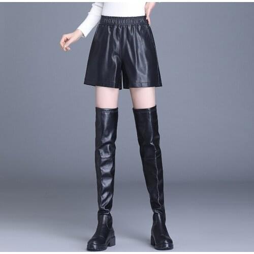 New Genuine Leather Woman 2020 Autumn High Thin Waist Width Short Legs Pants Sheep Outside All Match skirt Freeshipping