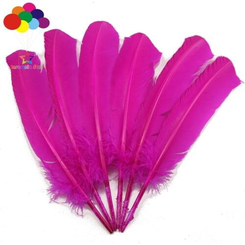 10-100pcs/lot Pure Rose red Color 10-12inch Goose Plumes Turkey Pointers Quill Large Feathers for Fashion Decorations