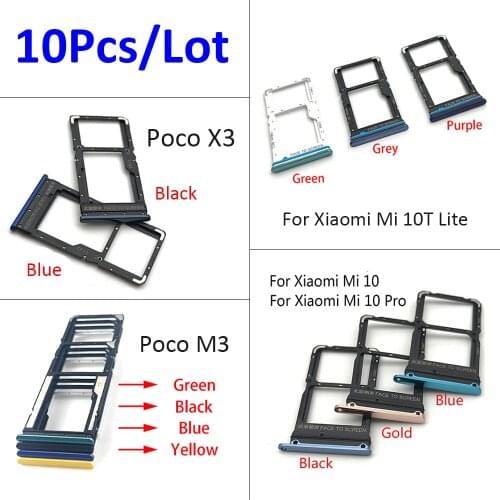 30pcs，SIM Card slot tray Holder repair part For Xiaomi Mi 10 Mi10 Pro Mi 10T Lite Poco X3