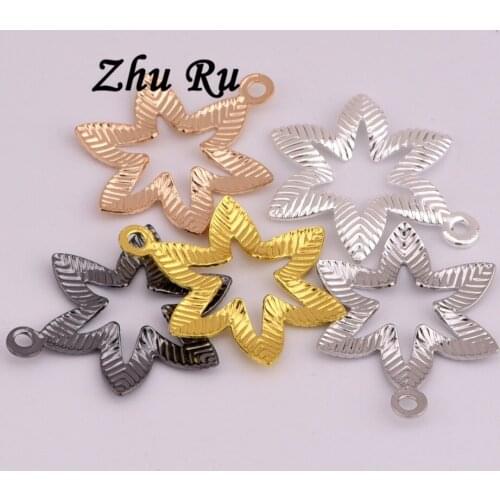 10pcs ZHU RU 14mm Religious symbols star Leaves leaf Flowers Hexagram Pendant Charms fit earring Necklace Jewelry Making