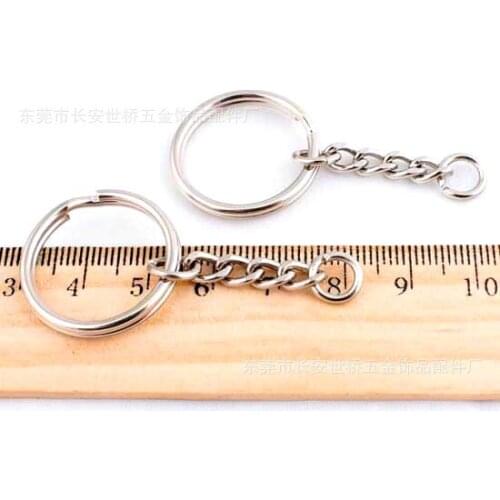 100pcs Dia.25mm Split Keyring With 4 Link Chains Key Ring Chain Key Holder,Metal Keychain & Key Ring Accessory