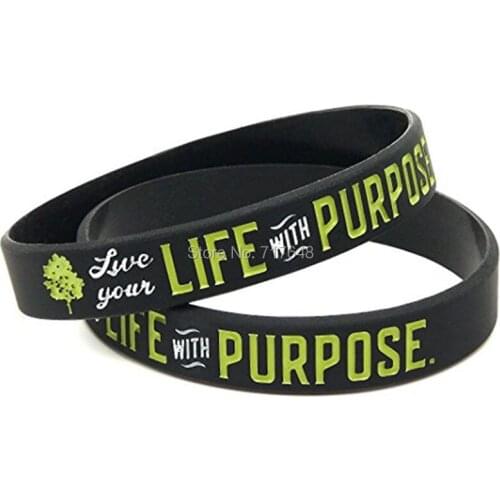 30pcs Positive Message Live Your Life with Purpose wristband silicone bracelets free shipping by epacket A