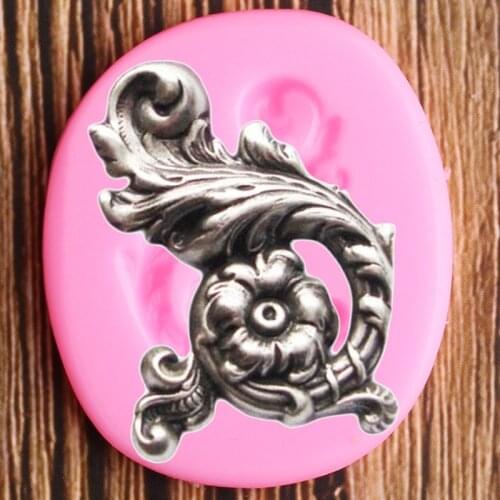 3D Craft Scroll Relief Silicone Mold Flower Leaf Fondant Mould Cake Decorating Tools Polymer Clay Candy Chocolate Gumpaste Mould