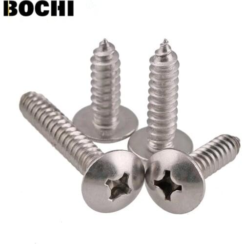 50PCS M3 M4 M5 Stainless Steel 201 Large Flat Head Self Tapping Screws / Umbrella Head Self-tapping screws Bolt