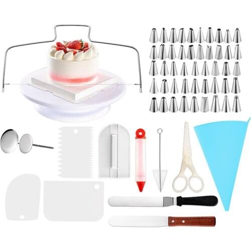 73 Pieces Cake Decorating Kit Turntable Pastry Bags Tips Icing Piping Nozzles Bakeware Fondant Tool Kitchen Gadgets