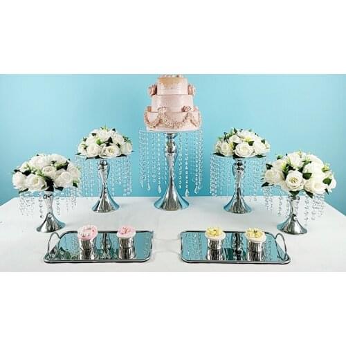 8pcs/lot Cake Plate Crystal Cup Cake Display Shelf Wedding Dessert Table Decoration clear cupcake stand