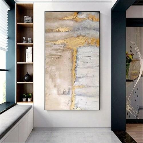 Hand Painted Abstract Gold Foil Craft Oil Canvas Painting Modern Light Luxury Home Decoration Living Room Corridor Wall Poster