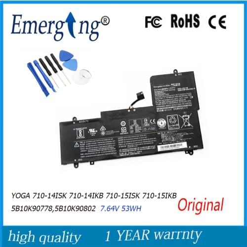7.6V 53WH New Original Laptop Battery for Lenovo YOGA 710-14ISK L15M4PC2 L15L4PC2