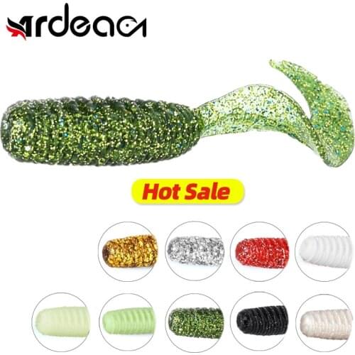 ARDEA 8Pcs/lot Silicone Grub lure 70mm/4.4g Curved Tail Spiral Soft Bait Wobbler Fishing Jigging Lures Leurre Souple