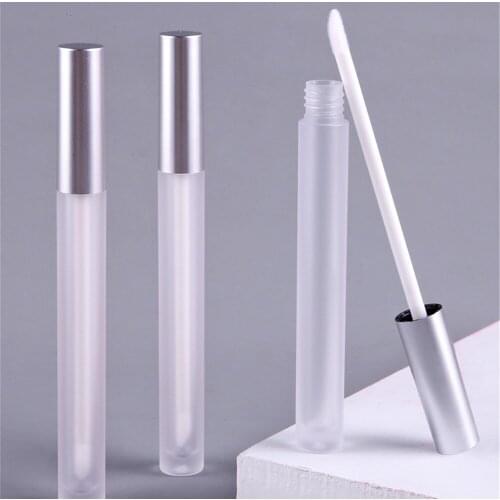 FreeShip 12pcs 2.5ml Empty Frosted Clear Chapstick Tube With Matte Sliver lid and Wands For Cosmetics Travel Packaging